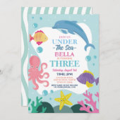 Meisje onder de zee DRIE Oceaan Dolfijn Octopus 3e Kaart (Voorkant / Achterkant)