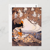 meisje onder een boom briefkaart (Voorkant / Achterkant)