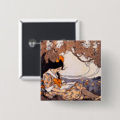  meisje onder een boom vierkante button 5,1 cm (Voorkant /achterkant)