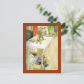 Meisje onder een keukentafel briefkaart (Staand voorkant)