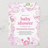 Meisje onder het Zee Baby shower Kaart (Voorkant / Achterkant)