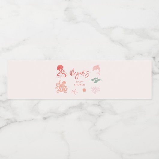 Meisje onder het Zee Baby shower Waterfles Etiket (Enkel label)