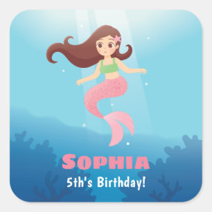  meisje onder het Zee Decor Vierkante Sticker