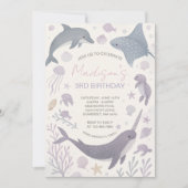 Meisje onder het Zee verjaardagsfeestje Kaart (Voorkant)