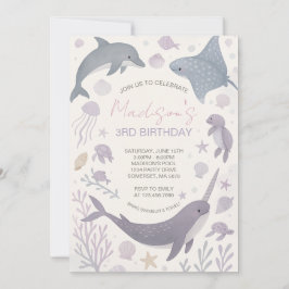 Meisje onder het Zee verjaardagsfeestje Kaart