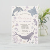 Meisje onder het Zee verjaardagsfeestje Kaart (Staand voorkant)