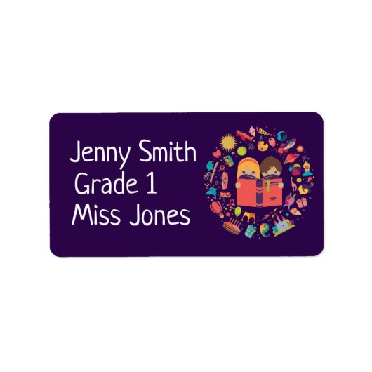 Meisje onderwerpnaam schoolboek labels (Voorkant)