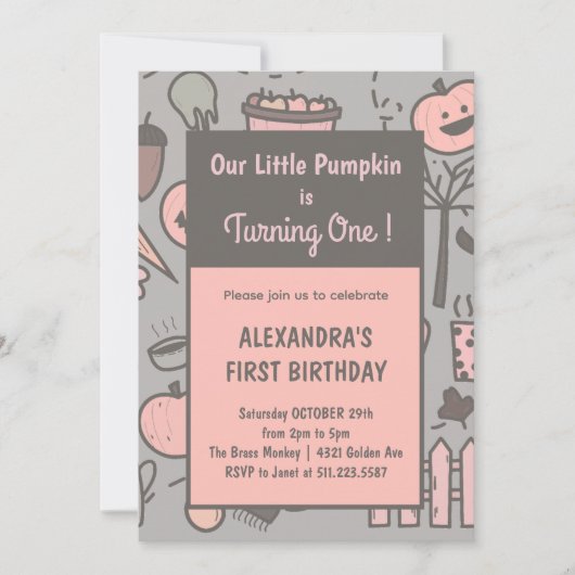 Meisje Onze kleine pompoen draaien één uitvindinge Kaart (Voorkant)