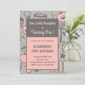 Meisje Onze kleine pompoen draaien één uitvindinge Kaart (Staand voorkant)