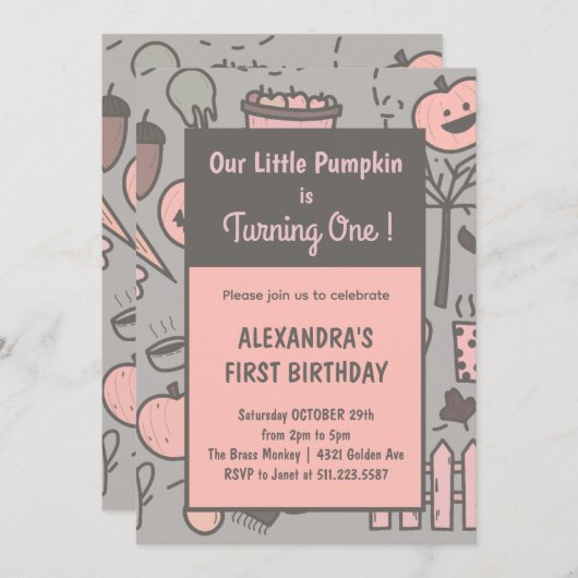 Meisje Onze kleine pompoen draaien één uitvindinge Kaart (Voorkant / Achterkant)