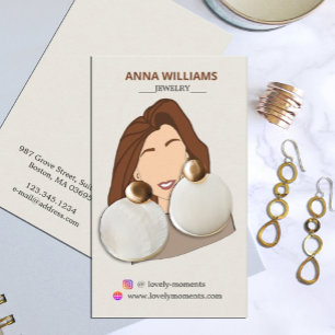 Meisje Oorbel Display Kaart Visitekaartje