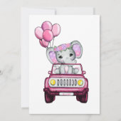 Meisje op Baby shower Elephant Roze Paars Kaart (Achterkant)