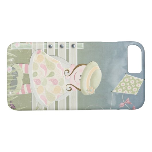 meisje op bankje met kite Case-Mate iPhone case (Achterkant (Horizontaal))