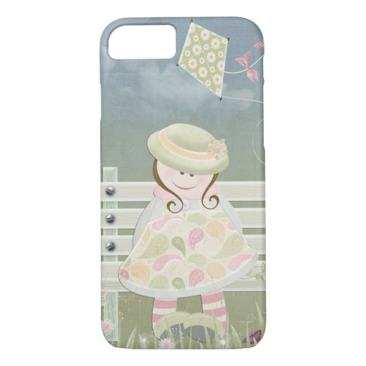 meisje op bankje met kite Case-Mate iPhone case (Achterkant)