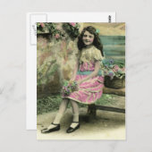 Meisje op Bench Briefkaart (Voorkant / Achterkant)