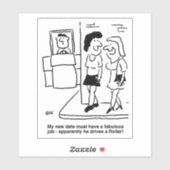 Meisje op Blind Date Cartoon. roller Sticker (Vel)