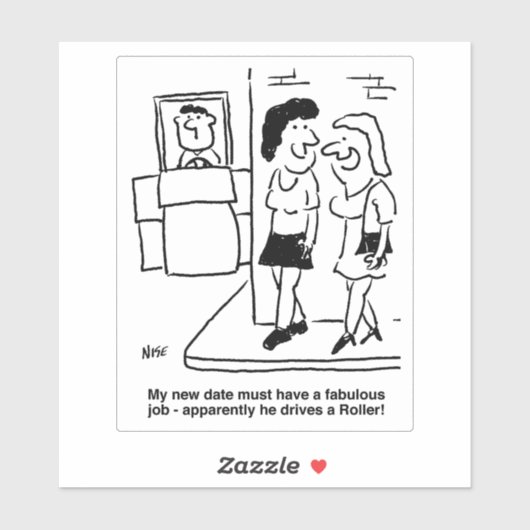Meisje op Blind Date Cartoon. roller Sticker (Vel)