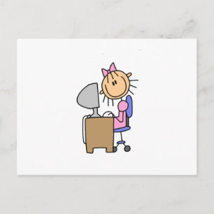 Meisje op computer briefkaart