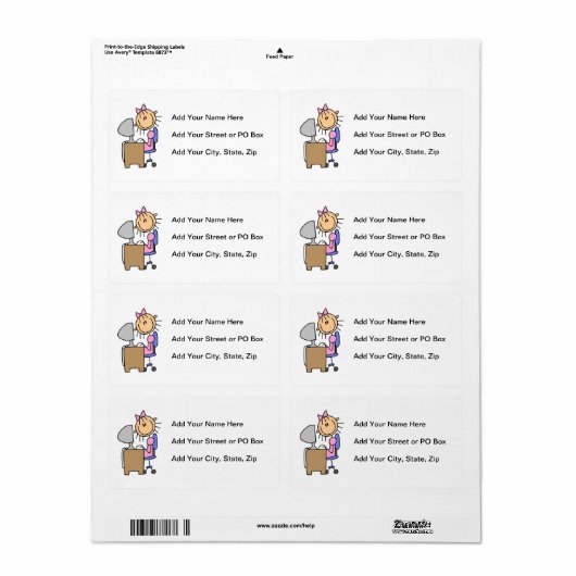 Meisje op computer etiket (Full Sheet)