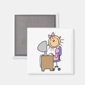 Meisje op computer magneet (Voorkant / Achterkant)