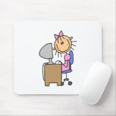 Meisje op computer muismat (Met muis)