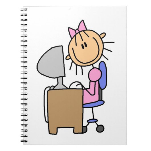 Meisje op computer notitieboek (Voorkant)