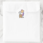 Meisje op computer ronde sticker (Tas)
