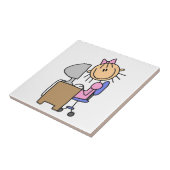 Meisje op computer tegeltje (Zijkant)
