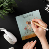 Meisje op de fiets, aanpasbaar feestdagenkaart