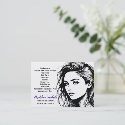 Meisje op de Go Haarstylist Salon Professional Visitekaartje (Staand voorkant)