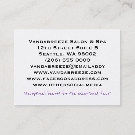 Meisje op de Go Haarstylist Salon Professional Visitekaartje (Achterkant)