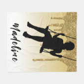 Meisje op de gouden glitter Drip Ombre Fleece Deken (Voorkant (Horizontaal))