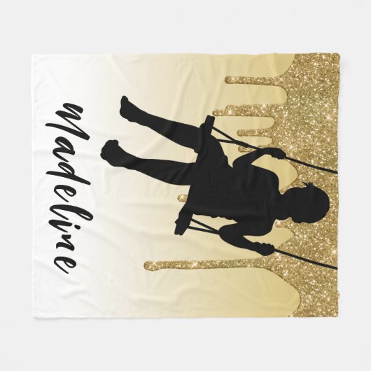 Meisje op de gouden glitter Drip Ombre Fleece Deken (Voorkant (Horizontaal))