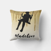 Meisje op de gouden glitter Drip Ombre Kussen (Achterkant)