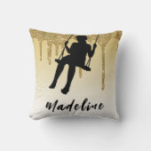 Meisje op de gouden glitter Drip Ombre Kussen (Voorkant)