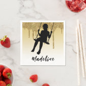 Meisje op de gouden glitter Drip Ombre Servet (Insitu)