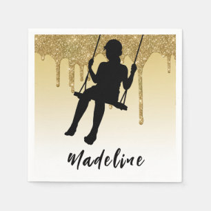 Meisje op de gouden glitter Drip Ombre Servet