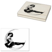 meisje op de maan rubberstempel (Gestempeld)