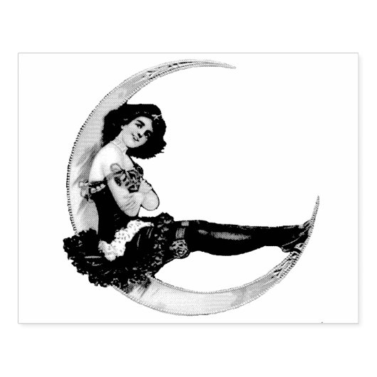 meisje op de maan rubberstempel (Afrduk)