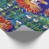 MEISJE OP DE RODE STROOM IN DE NACHT Blue Green Cadeaupapier (Hoek)