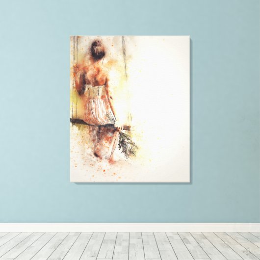 meisje op de schommel canvas afdruk (Insitu (Houten vloer))