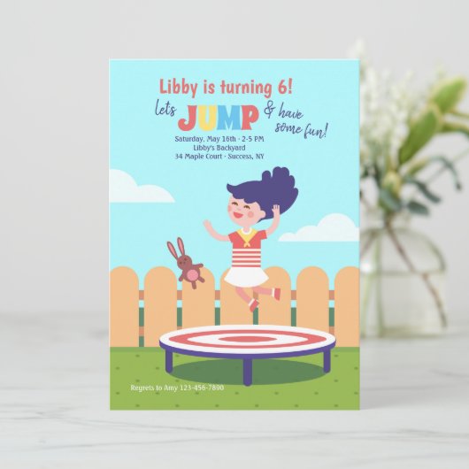 Meisje op de Uitnodiging van de Trampoline (Staand voorkant)