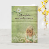 meisje op de verjaardag van wilde bloemen kaart (Gele Bloem)