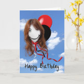 Meisje op de vogelballon in Sky Kaart (Gele Bloem)