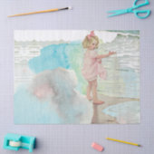 Meisje op de Waterverf van Sandy Beach  Tissuepapier (Craft)