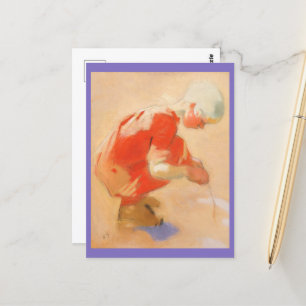Meisje op de zand, Helene Schjerfbeck Briefkaart