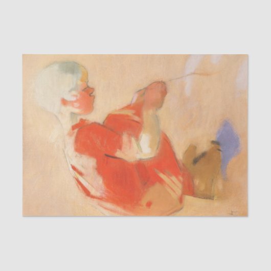 Meisje op de zand, Helene Schjerfbeck Tissuepapier (Voorkant)