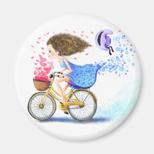 Meisje op een bike Magnet Romantic Love Gift