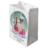 Meisje op een fiets winterkaartje medium cadeauzakje (Voorkant Gekanteld)