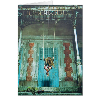 Meisje op een kaartje